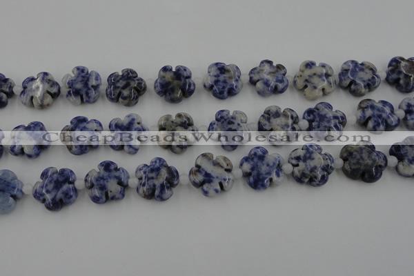 CFG1024 15.5 inches 16mm carved flower sodalite gemstone beads