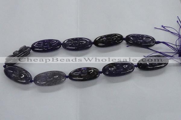 CFG1136 15.5 inches 20*40mm carved oval agate gemstone beads