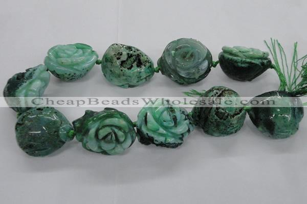 CFG1172 15.5 inches 35mm carved flower plated agate gemstone beads