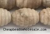 CFG1506 15.5 inches 15*20mm carved rice moonstone beads