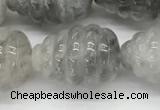 CFG1516 15.5 inches 15*20mm carved teardrop cloudy quartz beads