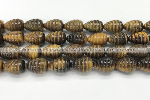 CFG1519 15.5 inches 15*20mm carved teardrop tiger eye beads