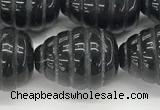 CFG1521 15.5 inches 15*20mm carved teardrop black agate beads