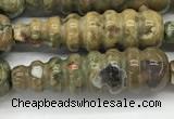 CFG1531 15.5 inches 10*35mm carved teardrop rhyolite gemstone beads