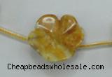 CFG17 15.5 inches 24mm carved flower yellow crazy lace agate beads