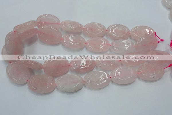 CFG207 15.5 inches 22*30mm carved oval rose quartz gemstone beads