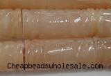 CFG212 15.5 inches 14*31mm carved column pink aventurine jade beads