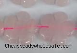 CFG219 15.5 inches 24mm carved flower rose quartz beads