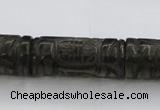 CFG223 15.5 inches 14*31mm carved column smoky quartz beads