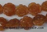 CFG232 15.5 inches 16mm carved flower red aventurine beads