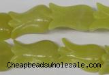 CFG240 15.5 inches 15*25mm carved flower olive jade gemstone beads