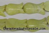 CFG241 15.5 inches 15*25mm carved flower lemon jade gemstone beads