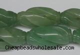 CFG252 15.5 inches 15*30mm carved rice green aventurine beads