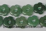 CFG255 15.5 inches 15mm carved flower green aventurine beads