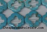 CFG256 15.5 inches 20mm carved flower turquoise beads