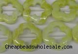 CFG257 15.5 inches 20mm carved flower lemon jade gemstone beads