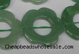 CFG261 15.5 inches 30mm carved flower green aventurine beads