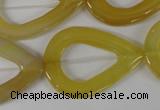 CFG266 15.5 inches 28*35mm carved teardrop yellow agate beads