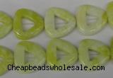 CFG275 15.5 inches 15*15mm carved triangle lemon jade beads