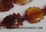 CFG279 15.5 inches 16*24mm carved leaf red agate beads