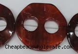 CFG281 15.5 inches 44mm carved coin red agate beads