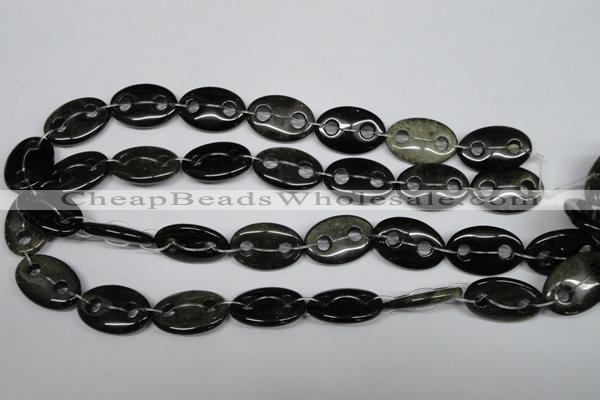 CFG302 15.5 inches 18*25mm carved oval golden obsidian beads