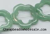 CFG34 15.5 inches 30mm carved flower green aventurine jade beads