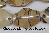 CFG340 22*30mm carved hexagon African leopard skin jasper beads