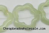 CFG36 15.5 inches 30mm carved flower green jade beads