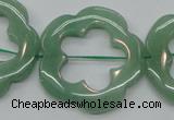 CFG40 15.5 inches 35mm carved flower green aventurine jade beads