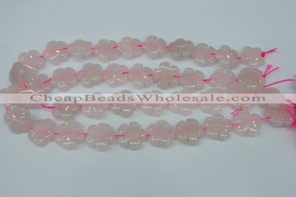 CFG450 15.5 inches 20mm carved flower rose quartz beads