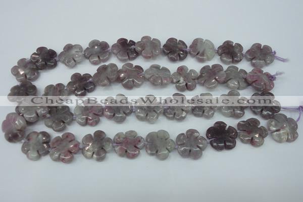 CFG454 15.5 inches 20mm carved flower lilac jasper beads