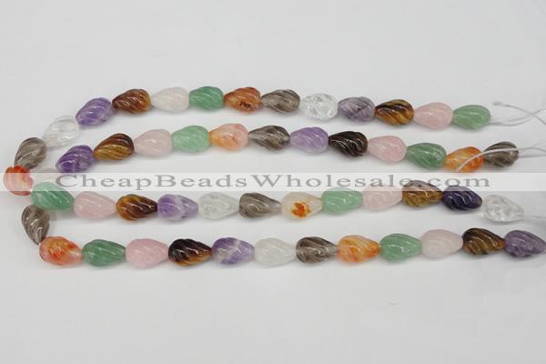 CFG51 15.5 inches 10*16mm carved teardrop mixed gemstone beads