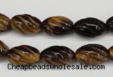 CFG53 15.5 inches 10*16mm carved rice yellow tiger eye gemstone beads