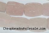 CFG546 15.5 inches 15*20mm carved brick rose quartz beads