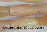 CFG555 15.5 inches 15*35mm carved rice pink aventurine beads