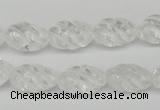 CFG56 15.5 inches 10*16mm carved rice white crystal gemstone beads