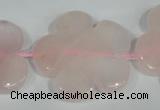 CFG653 15.5 inches 30mm carved flower rose quartz beads