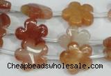 CFG654 15.5 inches 15mm carved flower red quartz beads