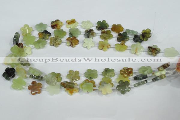 CFG663 15.5 inches 15mm carved flower flower jade beads