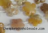 CFG672 15.5 inches 15mm carved flower agate gemstone beads