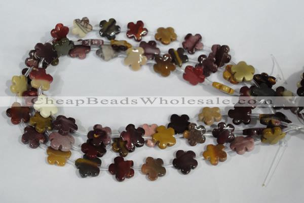 CFG684 15.5 inches 15mm carved flower mookaite gemstone beads