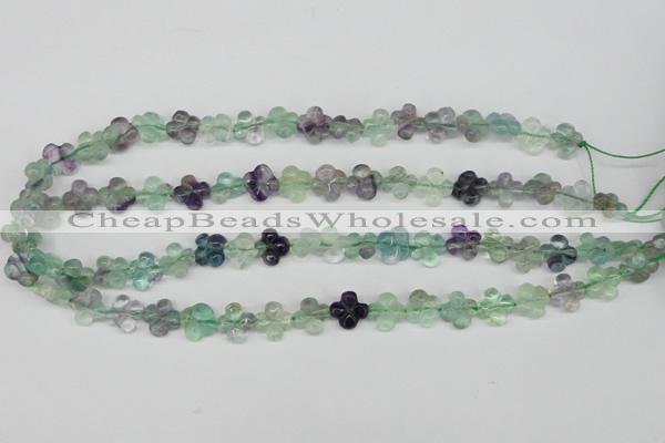 CFG73 15.5 inches 11*11mm carved flower fluorite gemstone beads