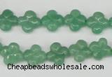 CFG74 15.5 inches 11*11mm carved flower green aventurine beads