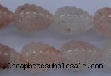 CFG750 15.5 inches 15*20mm carved teardrop natural pink quartz beads