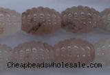 CFG751 15.5 inches 15*20mm carved rice natural pink quartz beads