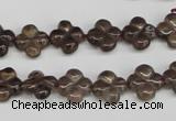 CFG76 15.5 inches 11*11mm carved flower smoky quartz beads