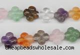 CFG77 15.5 inches 11*11mm carved flower mixed gemstone beads