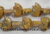 CFG775 15.5 inches 10*15mm carved animal leopard jasper beads