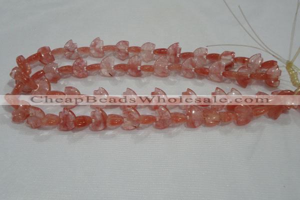 CFG785 15.5 inches 10*15mm carved animal cloudy quartz beads